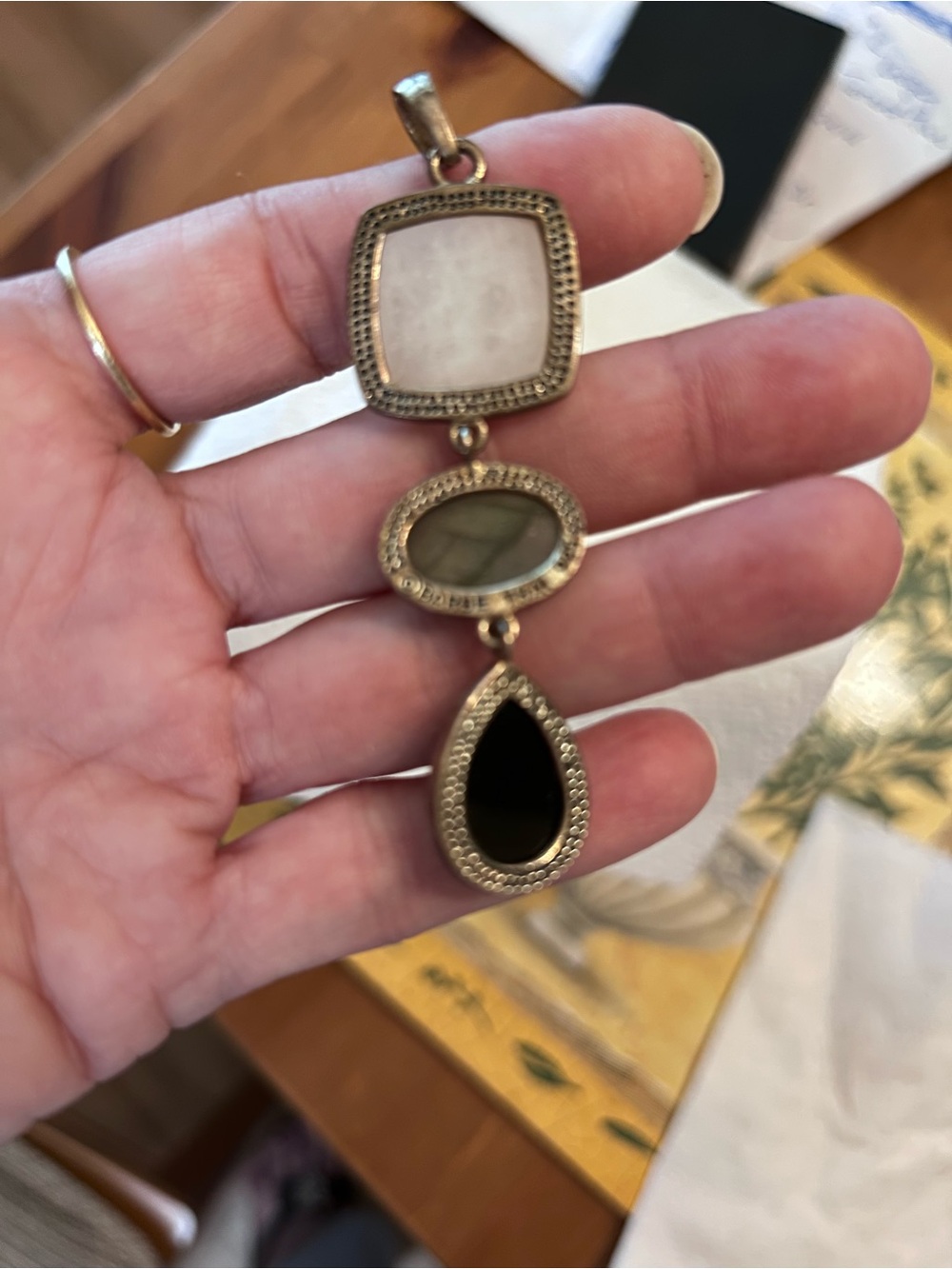 Barse Thai 925 SS faceted onyx drop pendant - Picture 2 of 4